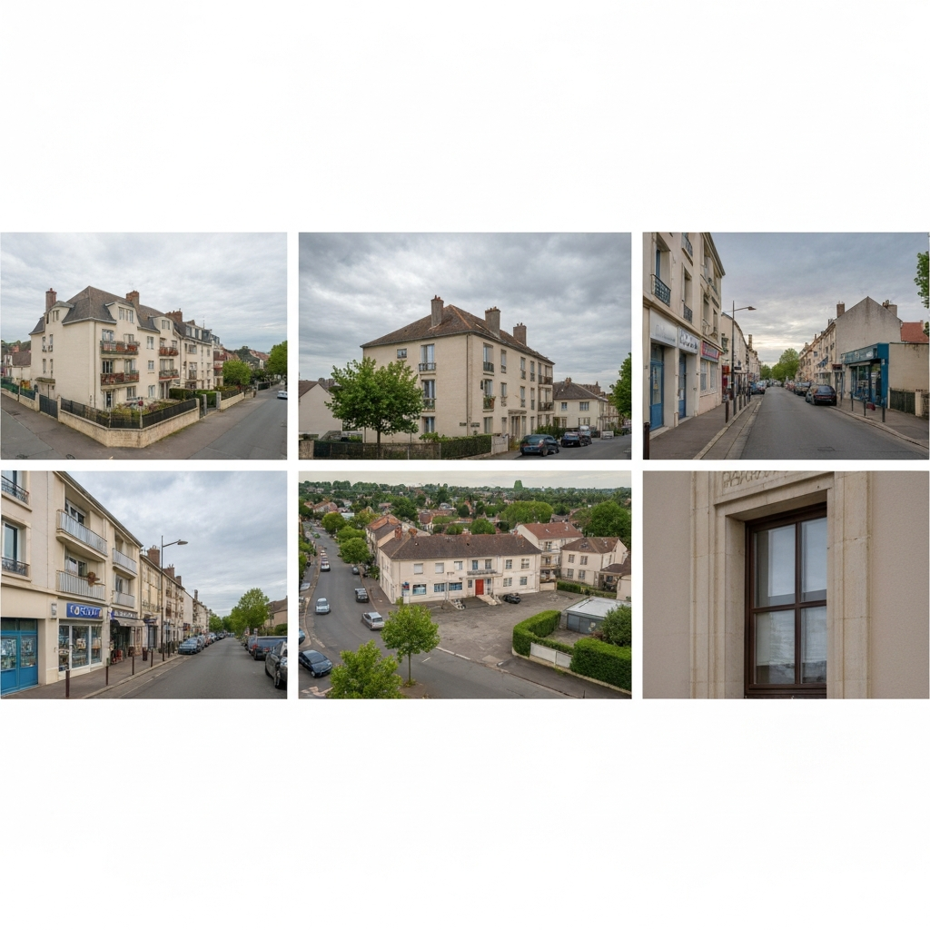 Vue aérienne d'un quartier résidentiel à Melun avec plusieurs appartements