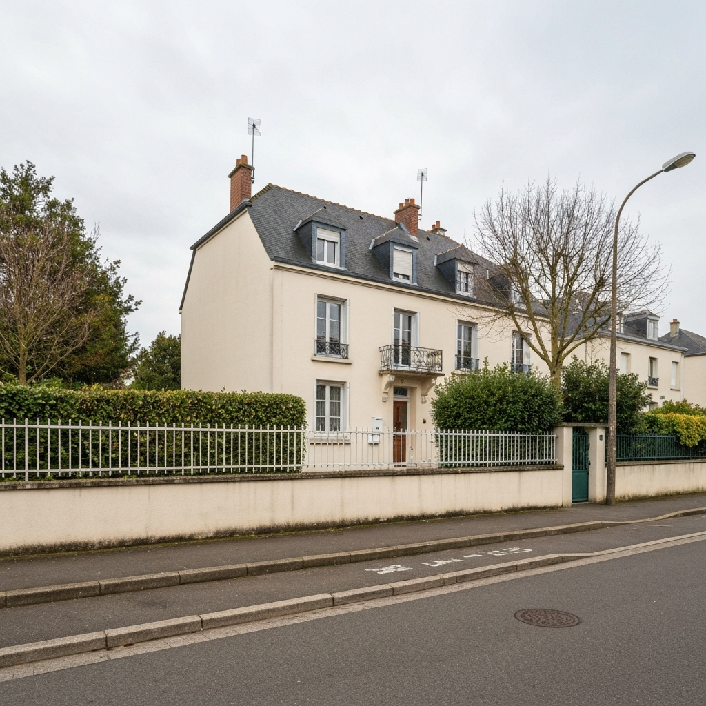 Vue aérienne de Melun avec des maisons et immeubles, représentant une estimation immobilière