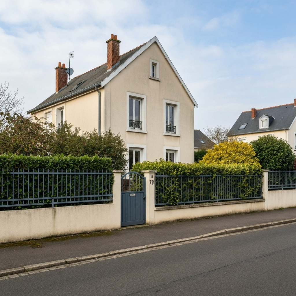 Vue aérienne de Melun avec des maisons résidentielles