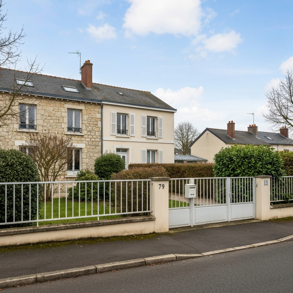 Vue extérieure d'une maison sur la rue des Fossés à Melun