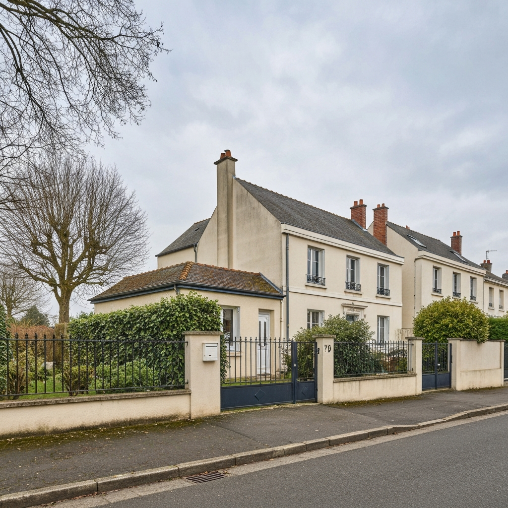 Vue aérienne de Melun avec des graphiques montrant la hausse des prix de l'immobilier