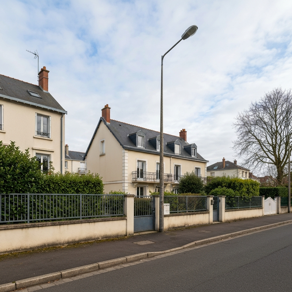 Vue de la Rue du Miroir à Melun avec indication des prix au mètre carré